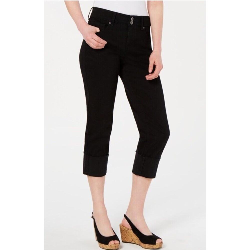 Style & Co Capri Jeans High Cuffed Black Size 16 NWT